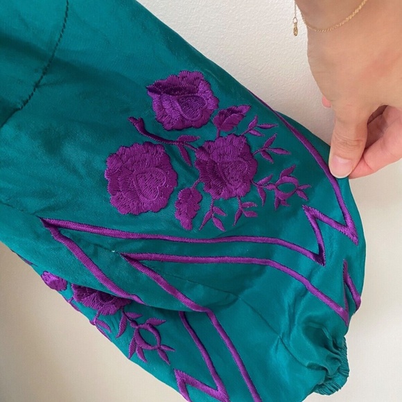 NWT Figue Long Green Embroidered Silk Kimono Kaftan Dress Lola S RRP $1,495.00 - Picture 4 of 13